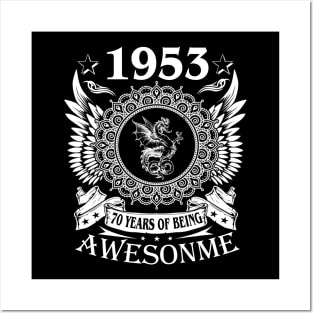 Vintage 1953 70 Years Being Awesome 70th Birthday Posters and Art